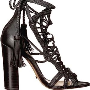 SCHUTZ - Black Leather Dubai Gladiator Sandal Size 8